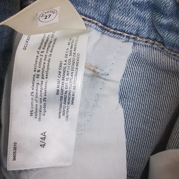 OshKosh Girls Overalls 4 Blue Cotton Denim‎ Overall Jeans Distressed Light Wash - Picture 10 of 11